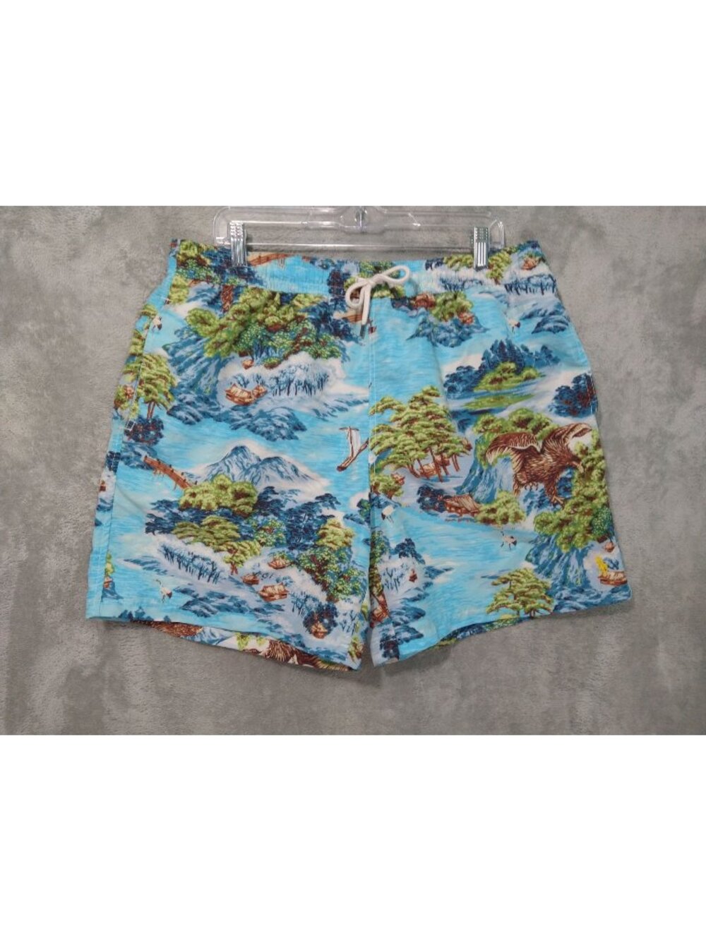 Polo Ralph Lauren Shorts Mens 2XL Blue Hawaiian Swim Trunks Board Drawstring